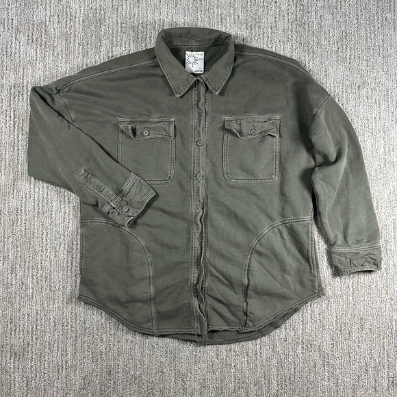 aerie Tops - Offline By Aerie Womens Small Green Button Up Shacket Shirt Long Sleeve Pockets
